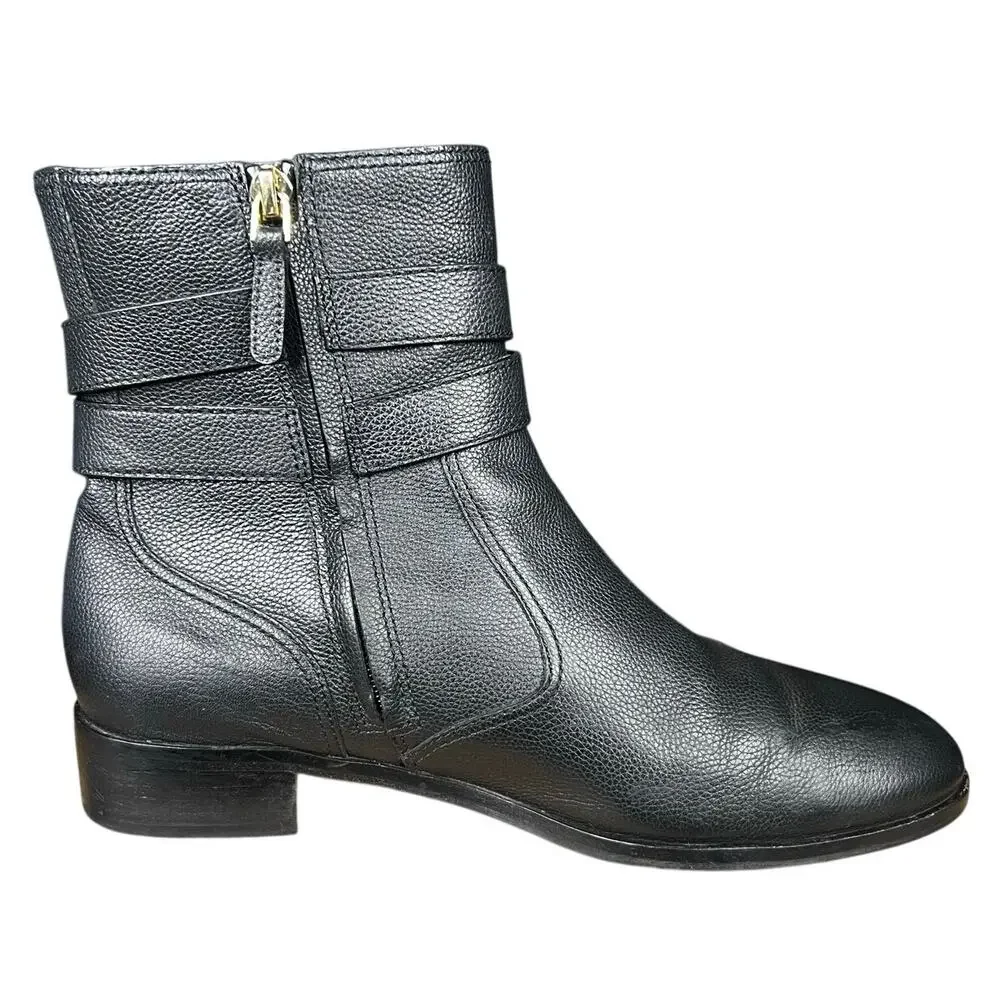 Tory Burch Women’s Gemini Link Black Leather Ankle Boot Size US 9